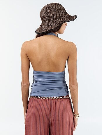 Top elasticizzato con scollo all'americana