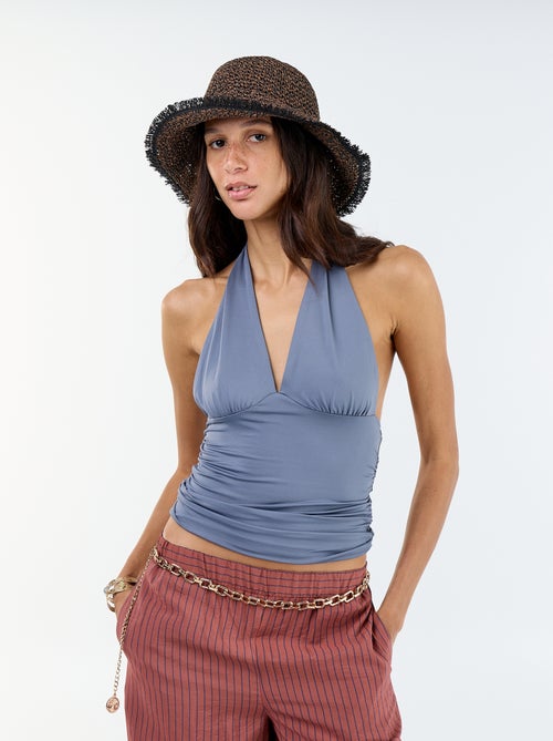 Top elasticizzato con scollo all'americana - Kiabi