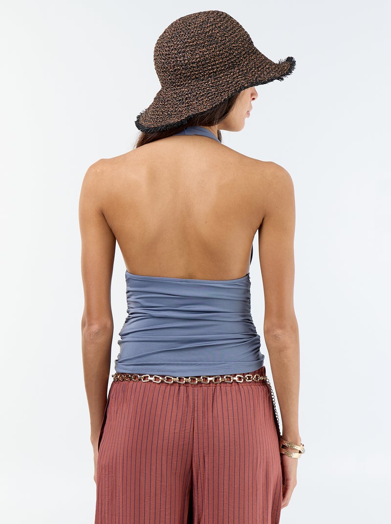 Top elasticizzato con scollo all'americana Grigio - Kiabi