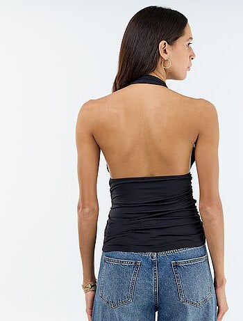 Top elasticizzato con scollo all'americana