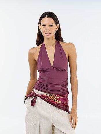 Top elasticizzato con scollo all'americana