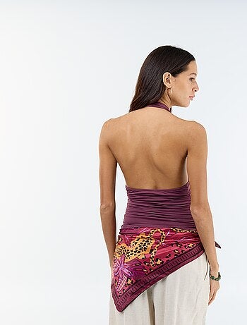 Top elasticizzato con scollo all'americana