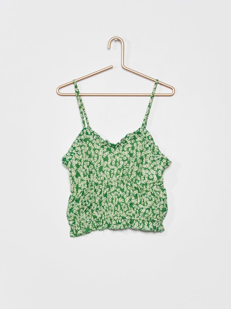 Top floreale con punto smock e volant fantasia VERDE - Kiabi