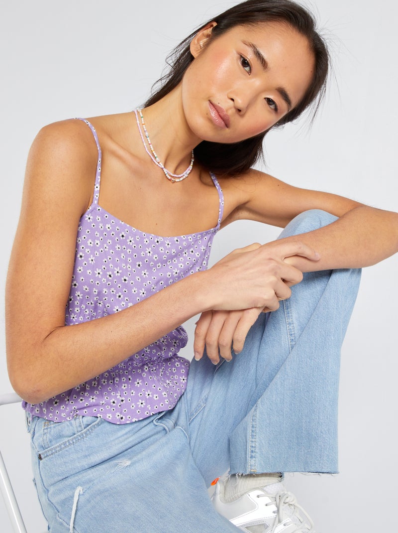 Top floreale con spalline sottili VIOLA - Kiabi