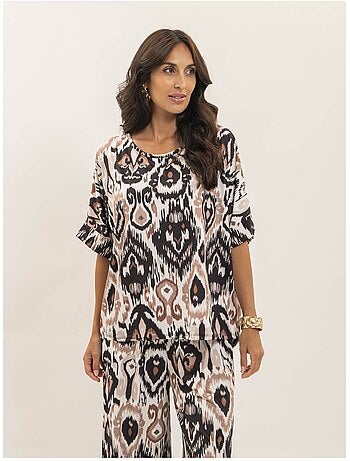 Top fluide manches courtes motifs FLORINE