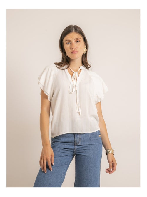 Top fluido a maniche corte con volant FABEA - Kiabi