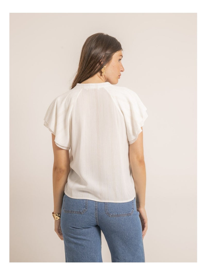 Top fluido a maniche corte con volant FABEA Bianco - Kiabi