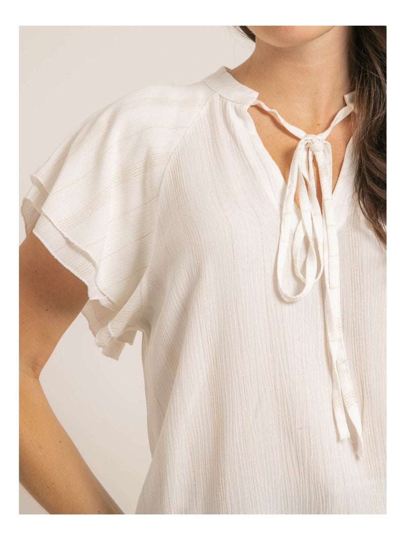 Top fluido a maniche corte con volant FABEA Bianco - Kiabi