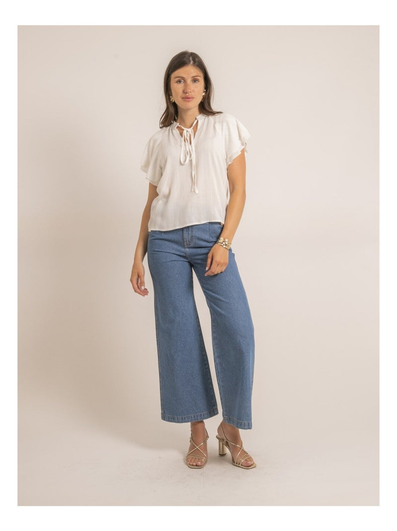 Top fluido a maniche corte con volant FABEA Bianco - Kiabi