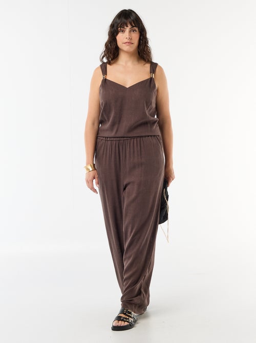 Top fluido in misto lino con gioielli dorati - Kiabi