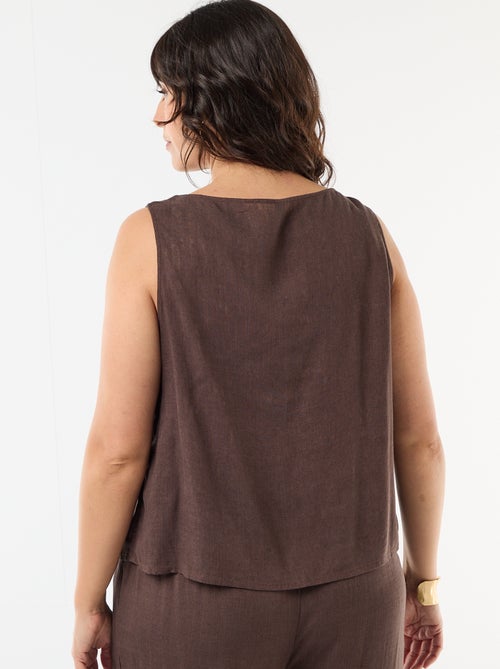 Top fluido in misto lino con gioielli dorati - Kiabi