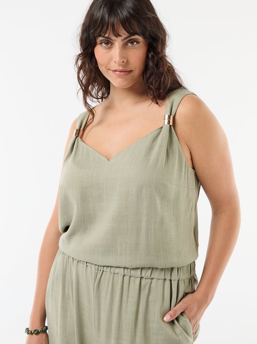 Top fluido in misto lino con gioielli dorati - Kiabi