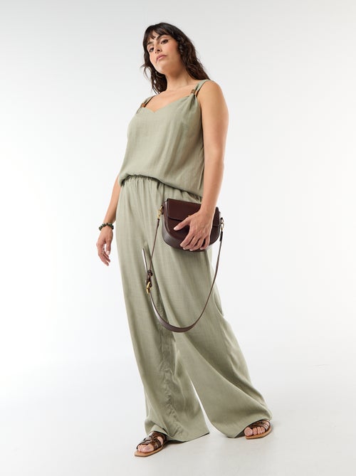 Top fluido in misto lino con gioielli dorati - Kiabi