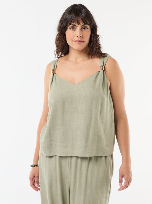 Top fluido in misto lino con gioielli dorati - Kiabi