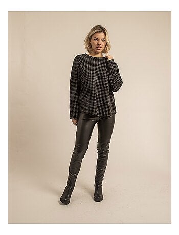 Top girocollo a quadri FLORETTE