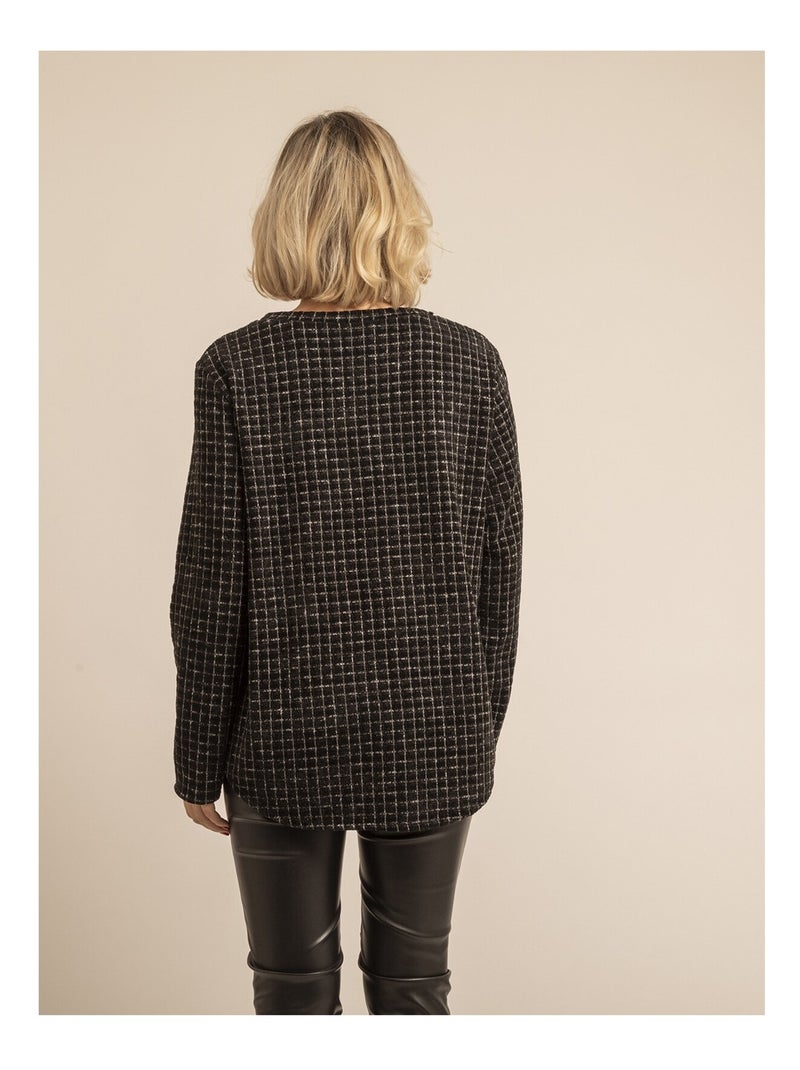 Top girocollo a quadri FLORETTE Nero - Kiabi