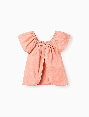 Top in cotone a pois con scollo quadrato