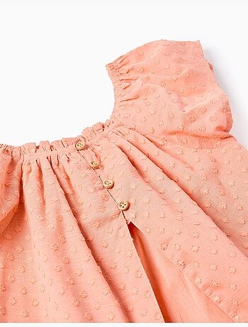 Top in cotone a pois con scollo quadrato