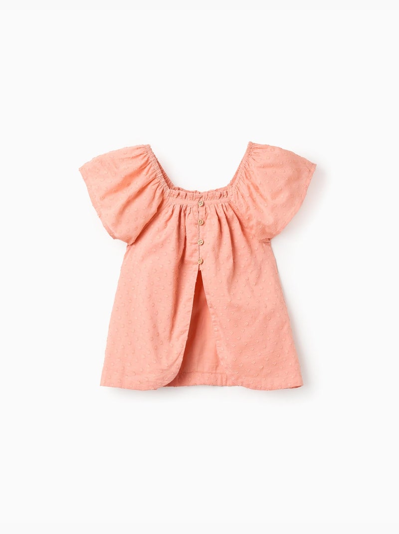 Top in cotone a pois con scollo quadrato Arancione chiaro - Kiabi