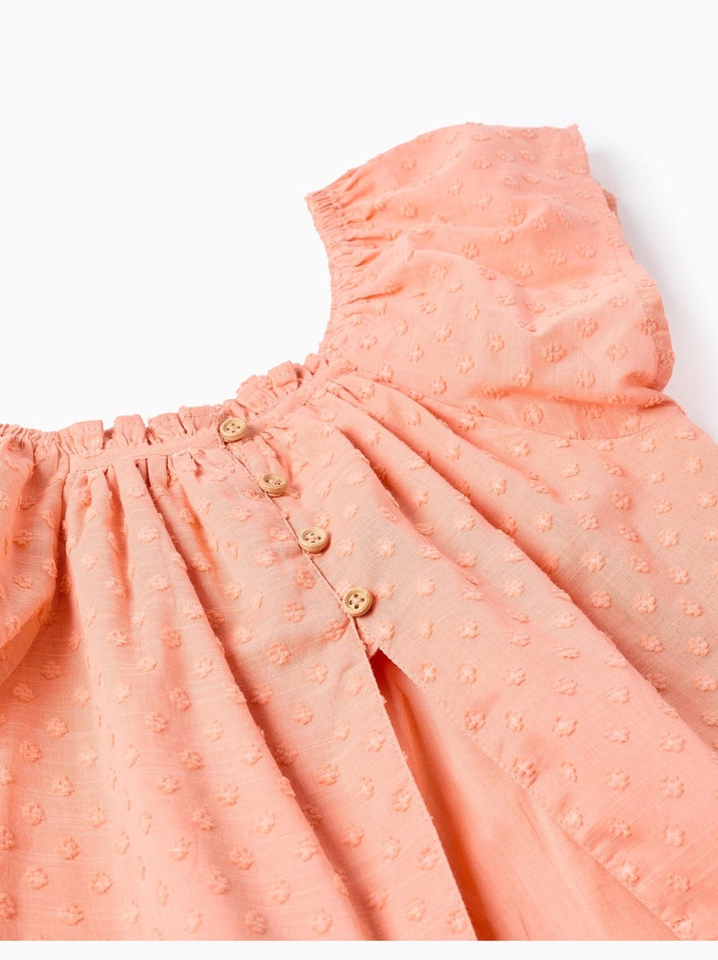 Top in cotone a pois con scollo quadrato Arancione chiaro - Kiabi