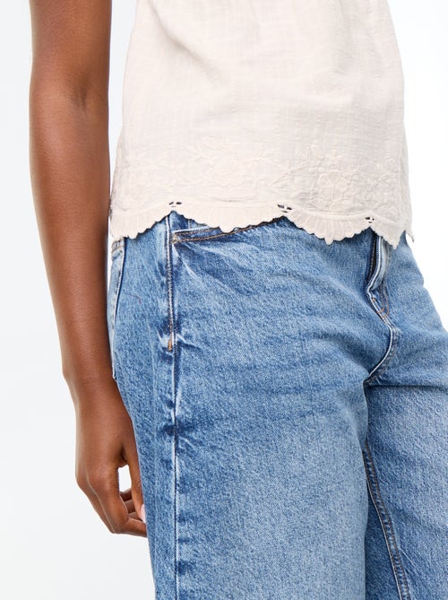 Top in cotone con bordi ricamati - Kiabi