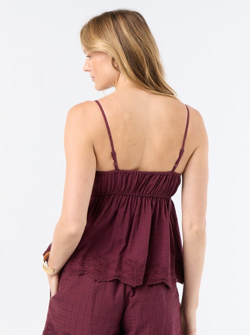 Top in cotone con bordi ricamati - Kiabi