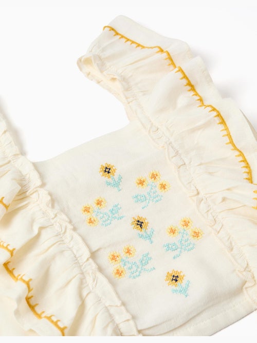 Top in cotone e lino con spalline arricciate - Kiabi