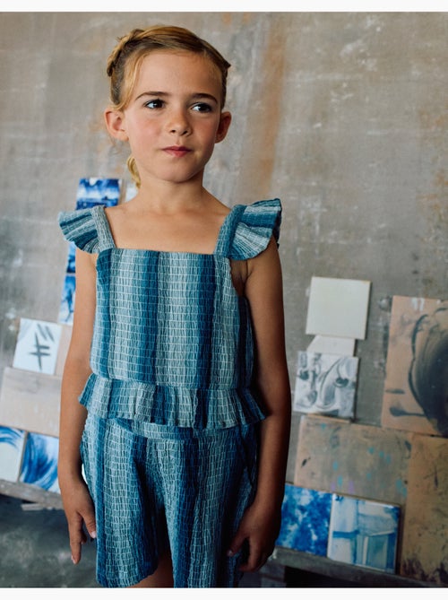 Top in cotone senza maniche a righe e con volant - Kiabi