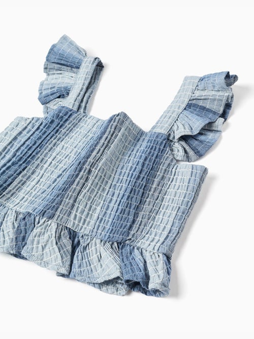 Top in cotone senza maniche a righe e con volant - Kiabi