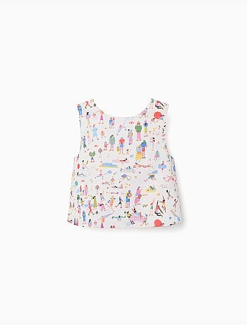 Top in cotone senza maniche con stampa Carolina Celas x Zippy