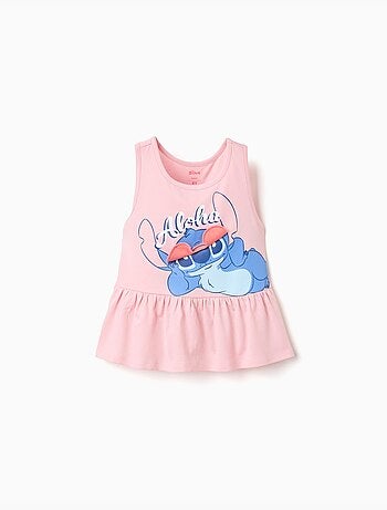 Top in cotone senza maniche con stampa Stitch