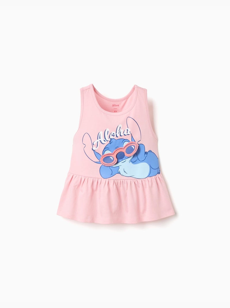 Top in cotone senza maniche con stampa Stitch Rosa chiaro - Kiabi