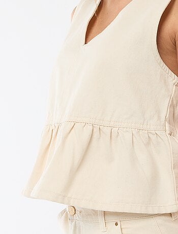 Top in denim con scollo a V