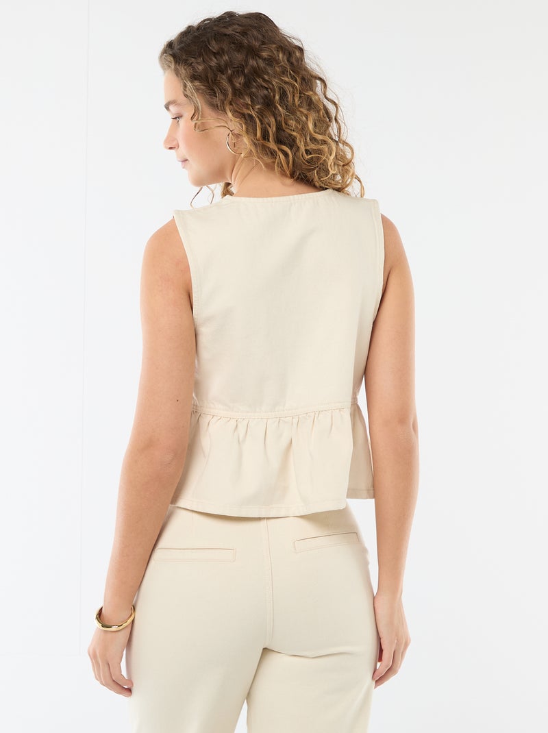 Top in denim con scollo a V Bianco - Kiabi