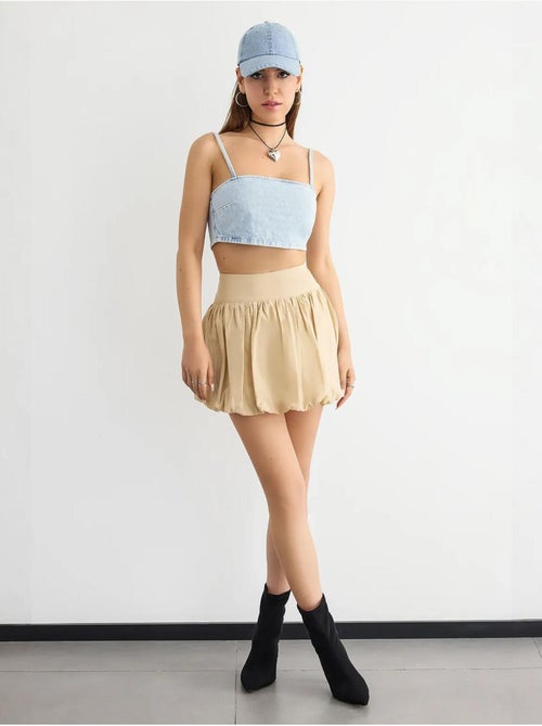 Top in denim con scollo quadrato hiccup - Kiabi Top in denim con scollo quadrato hiccup - Kiabi