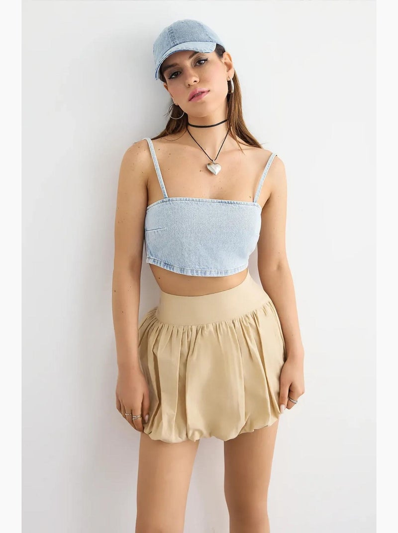 Top in denim con scollo quadrato hiccup Blu - Kiabi