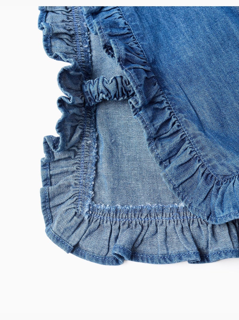 Top in denim stile poncho con volant e ricamo Blu Blu - Kiabi
