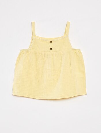 Top in garza di cotone con spalline sottili