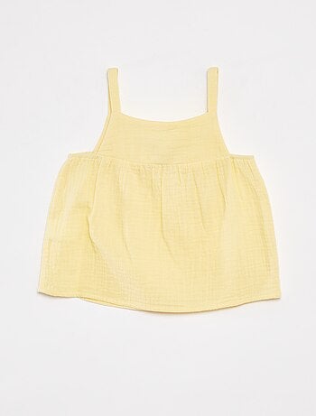 Top in garza di cotone con spalline sottili