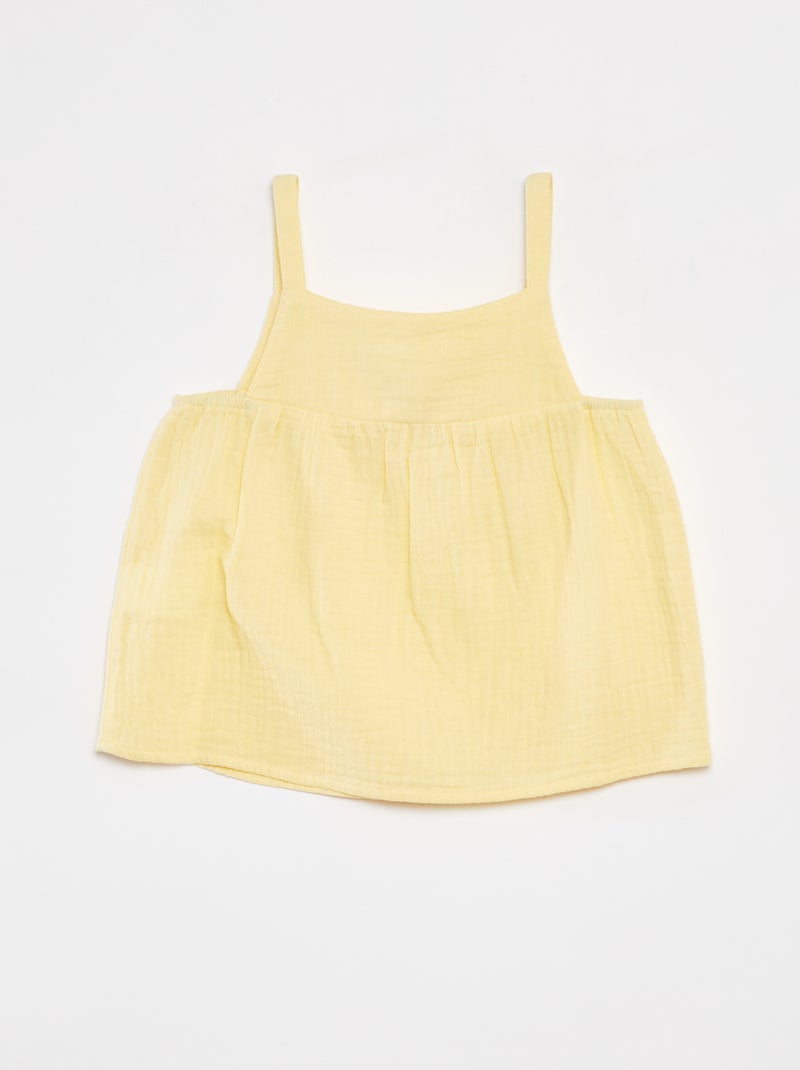 Top in garza di cotone con spalline sottili GIALLO - Kiabi