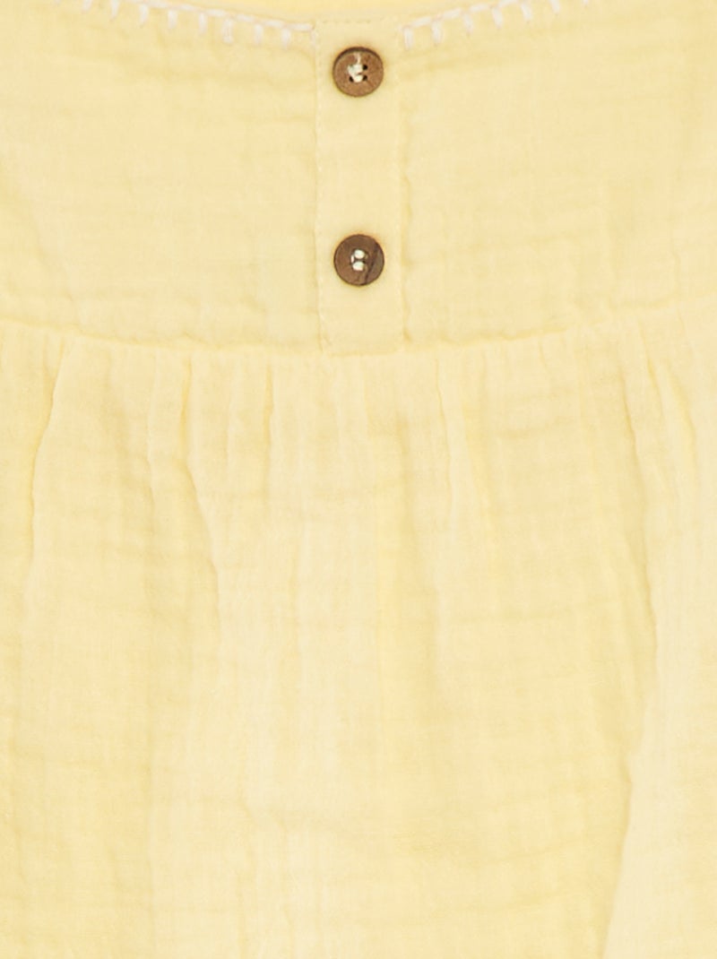 Top in garza di cotone con spalline sottili GIALLO - Kiabi