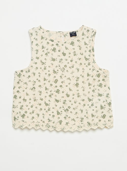 Top in garza di cotone e stampa a fiori - Kiabi