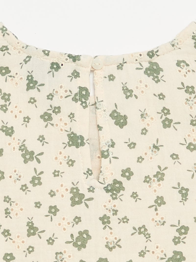 Top in garza di cotone e stampa a fiori Bianco Ecru - Kiabi