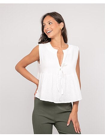 Top in garza di cotone FROZETTE