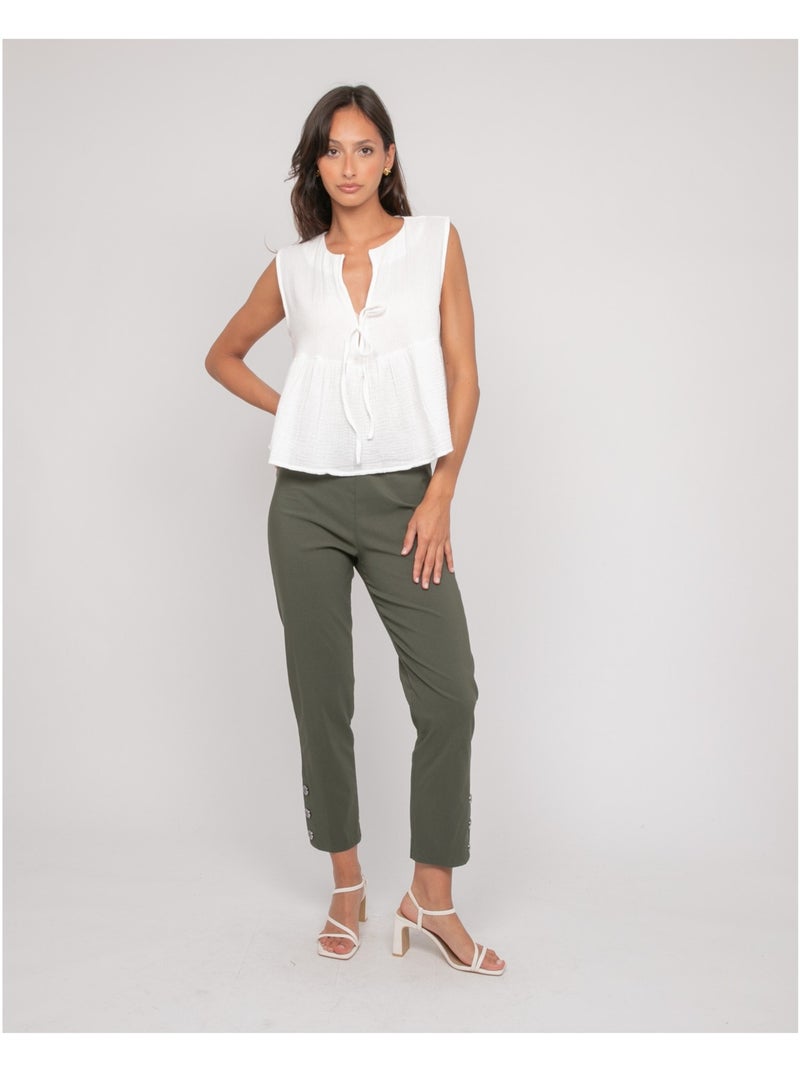 Top in garza di cotone FROZETTE Bianco - Kiabi