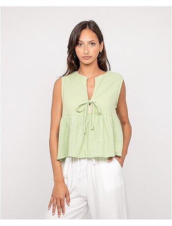 Top in garza di cotone FROZETTE