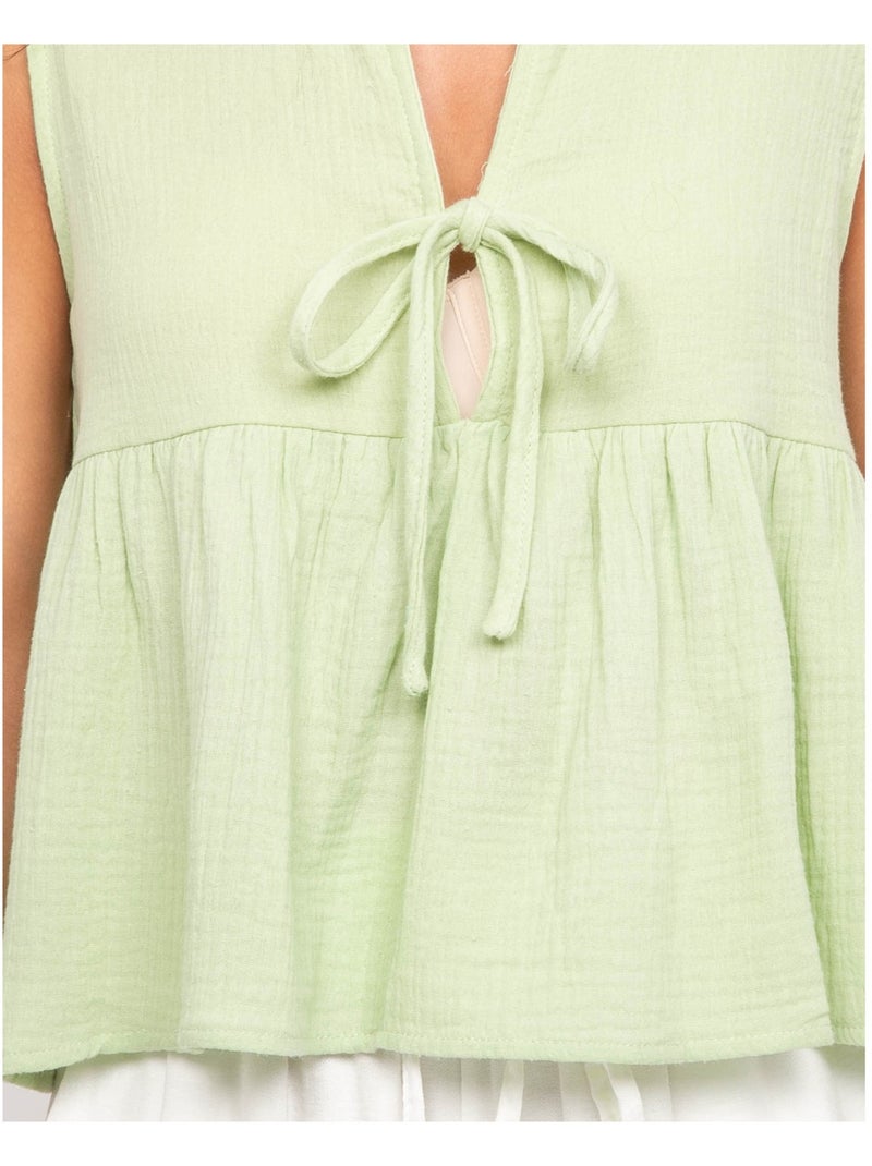 Top in garza di cotone FROZETTE Verde - Kiabi