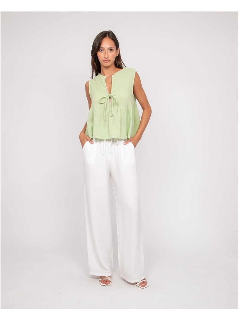 Top in garza di cotone FROZETTE Verde - Kiabi