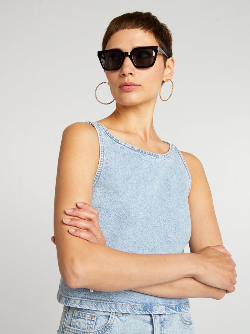 Top in jeans incrociato dietro BLU - Kiabi