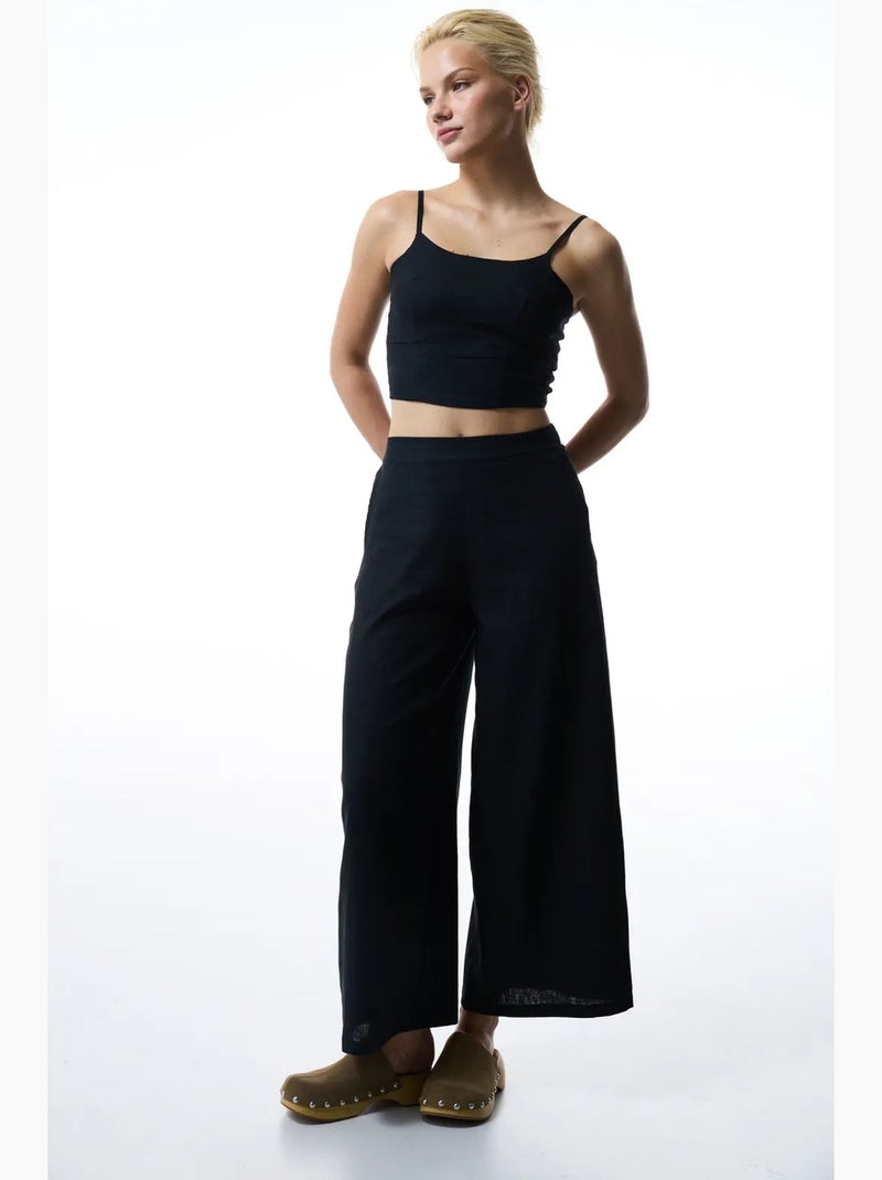 Top in lino luna donna penti Nero - Kiabi